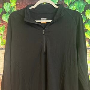 Icebreaker Merino Wool Bodyfit Zone Shirt Thermal Quarter Zip Shirt Mens L Black